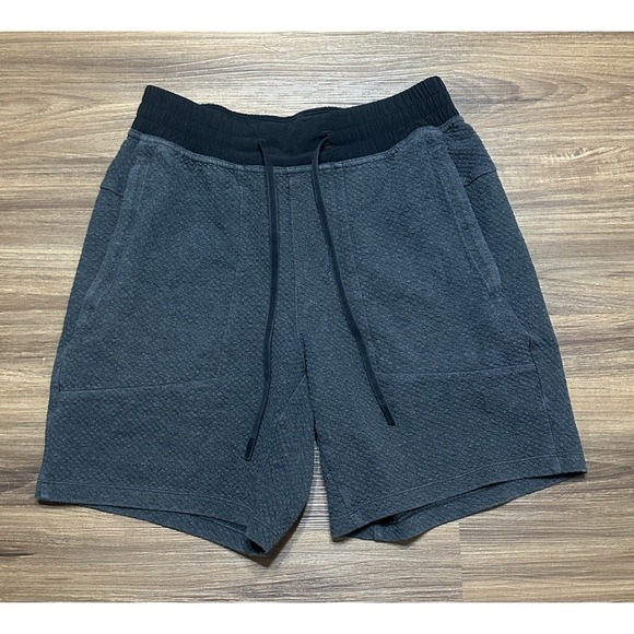 Lululemon At Ease Textured 7" Athletic Shorts Men's Dark Gray Drawstring Sz S - Picture 1 of 7